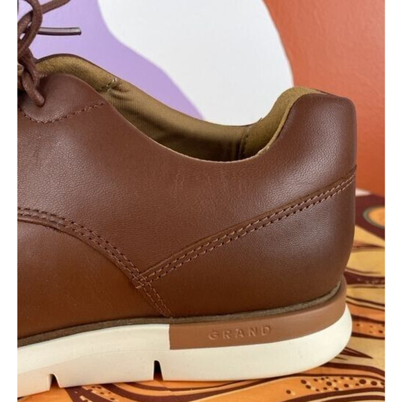 Cole Haan Grand Oxford Casual Shoes Mens 9.5 British Tan Leather Lace Up Sneaker